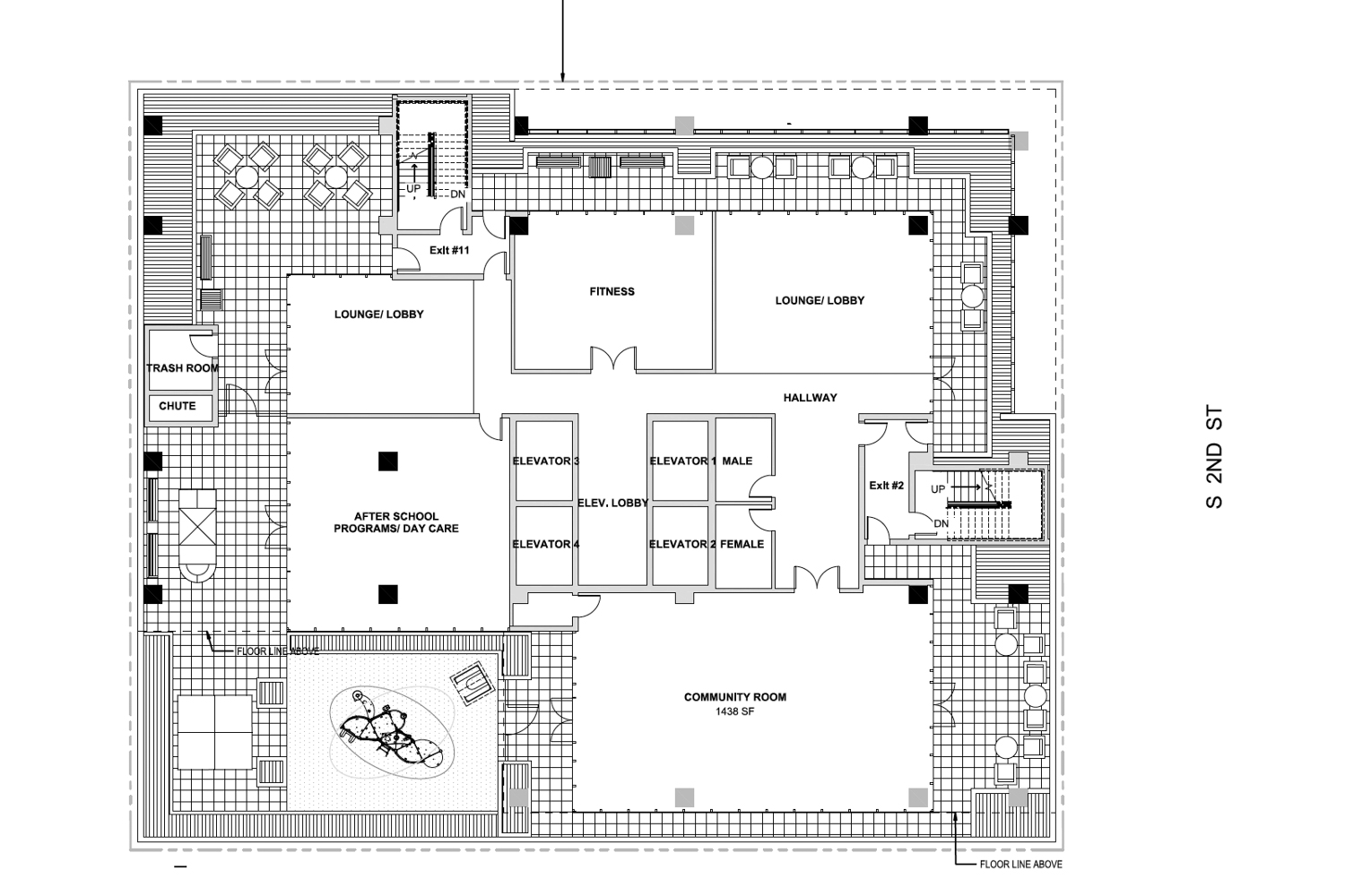 605 2nd Street second-story floor plan, rendering courtesy Anderson Architects