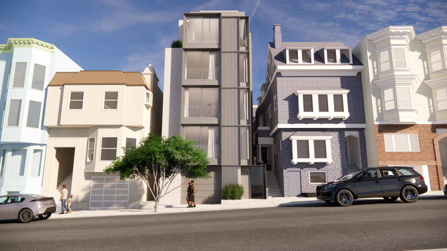 1728 Larkin Street proposed front facade, design by Dumican Mosey Architects