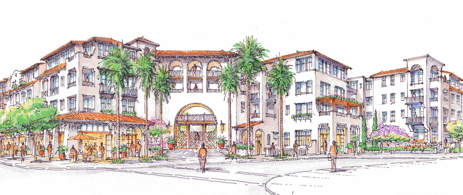 Prior drawings for 1300 El Camino Real arched entry, design by BAR Architects