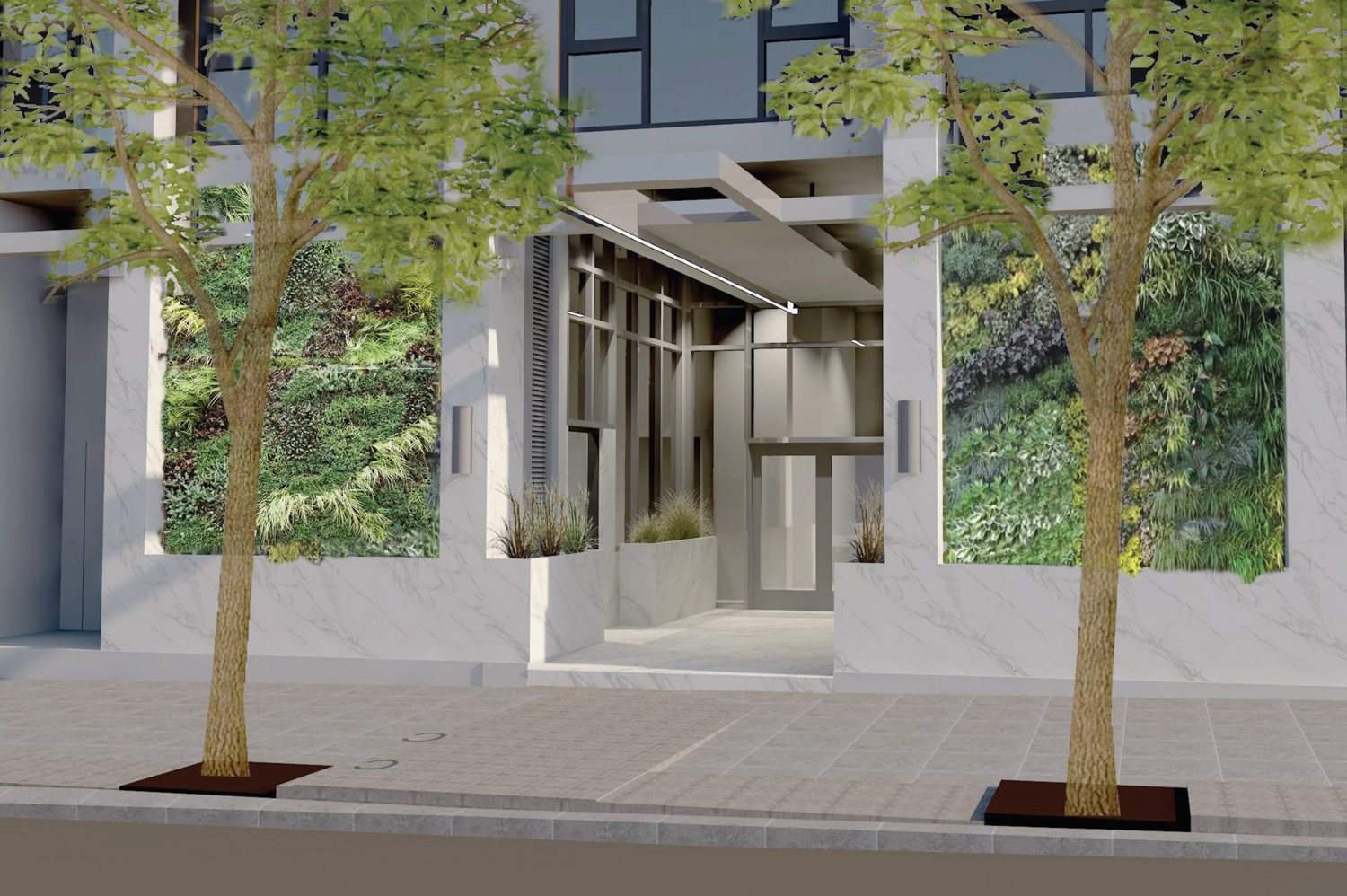 2050 Van Ness Avenue Pacific Avenue Entrance, rendering by ib+a Architecture