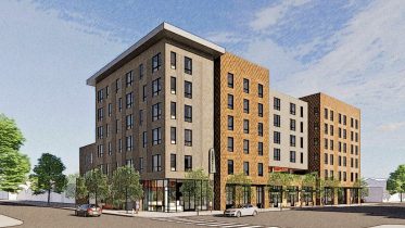 2700 International Boulevard structure, design by Pyatok Architects