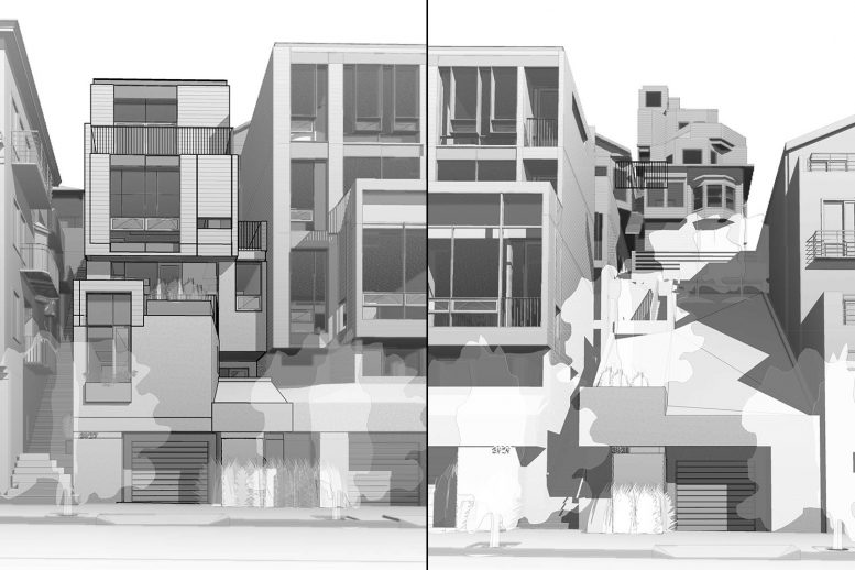 3927 19th Street Left, 3931 19th Street at right, drawing by Studio 12 compiled by SFYIMBY