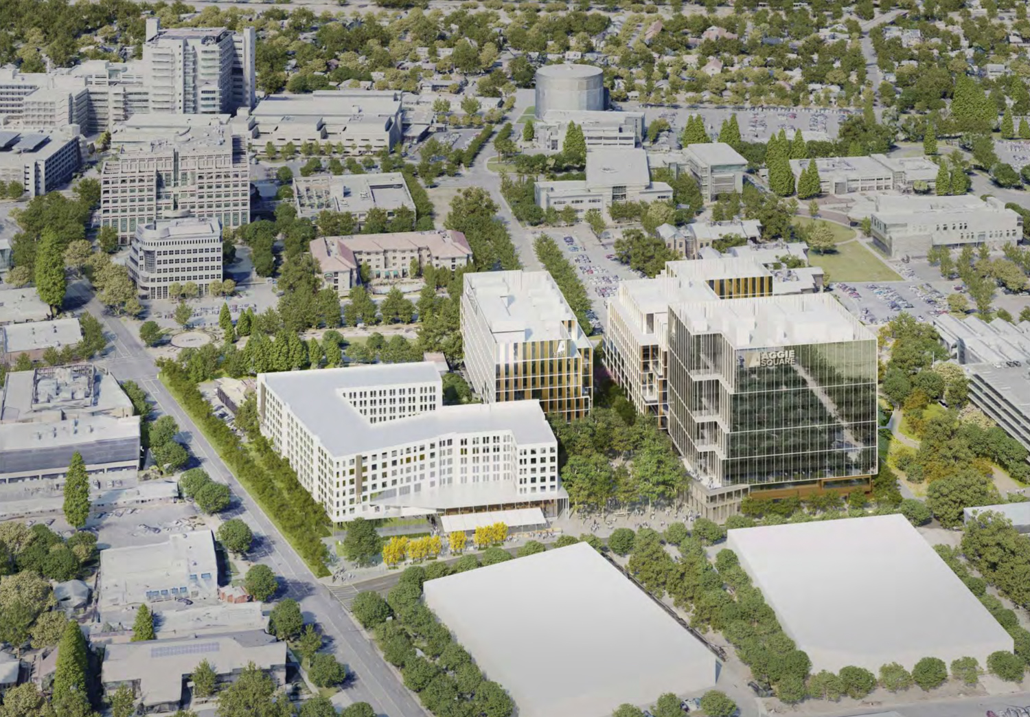 Aggie Square Phase 1 birds-eye view, image courtesy UC Davis