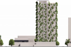 BoTown residentia side view at 409 South Second Street, rendering concept by James KM Cheng and Steinberg Hart