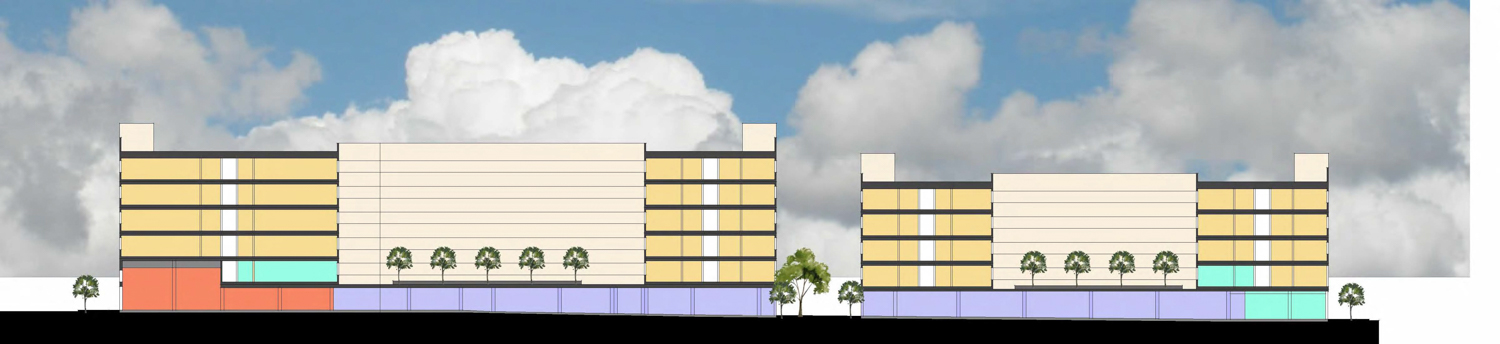 Building A and Building B of 6733 Foothill Boulevard building uses, drawing by AO Architects
