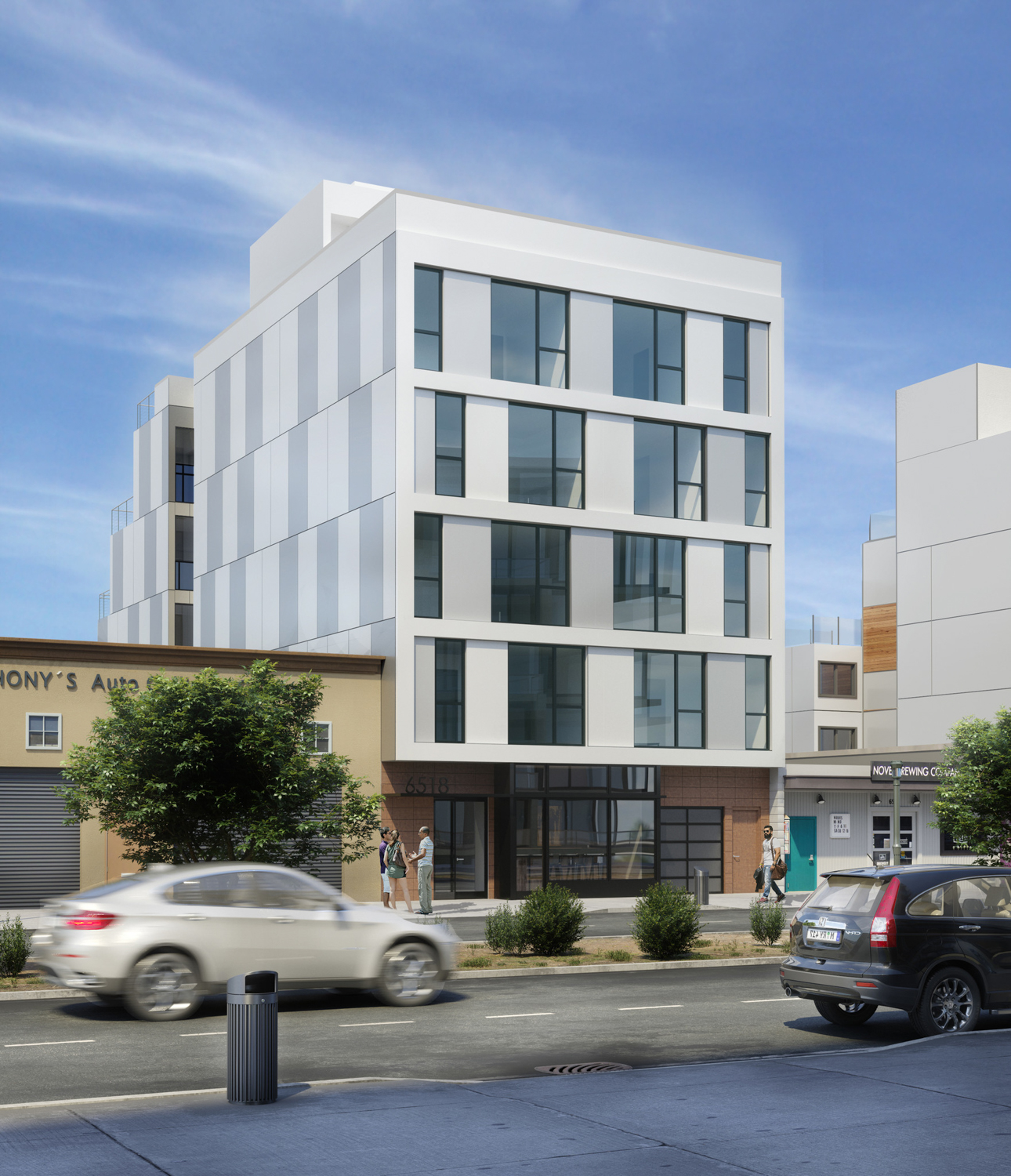 Older rendering of 6518 San Pablo Avenue reflecting the scale of the 2019 permit, development by Atomic Development Company