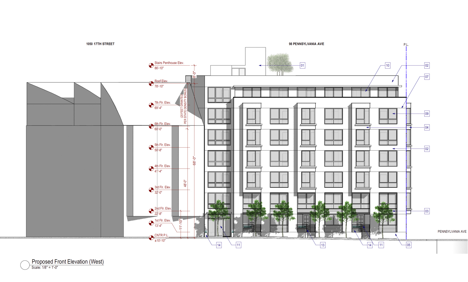 98 Pennsylvania Avenue vertical elevation, drawing courtesy SIA Consulting