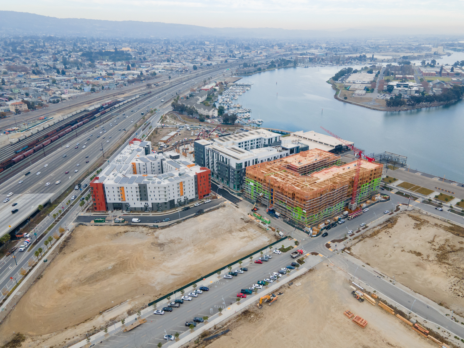 Brooklyn Basin viewed from drone, image via Andrew Campbell Nelson