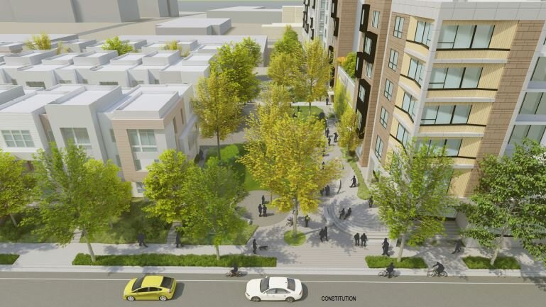 Menlo Uptown Project Aerial 3D View via city planning documents