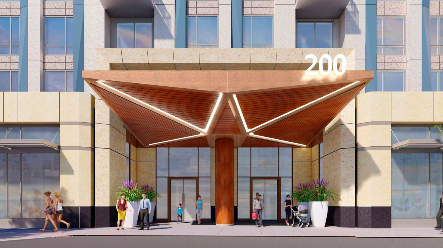 200 South Taaffe Street porte-cochere front view, design by Heller Manus