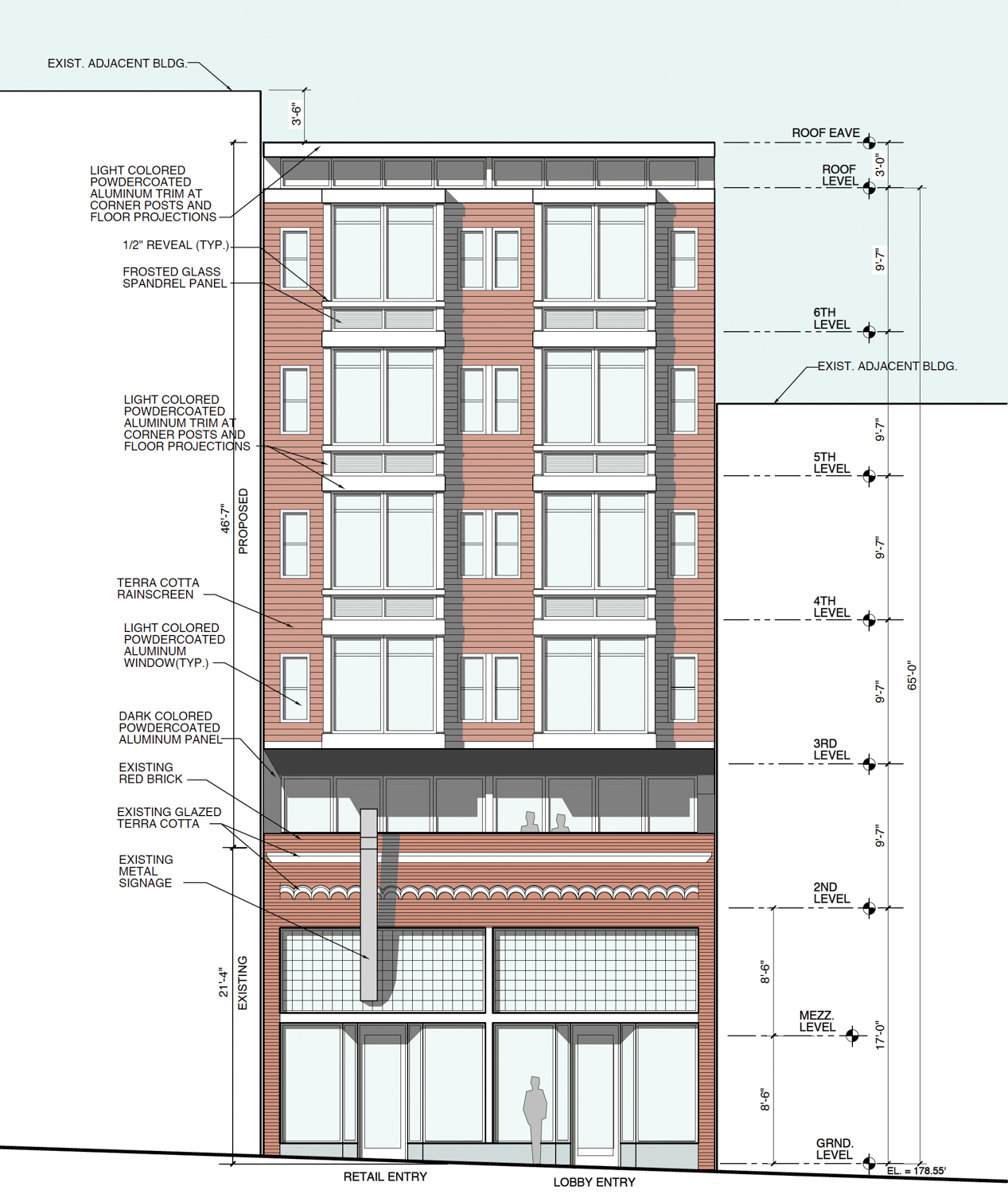 850 Bush Street vertical elevation, design by Leavitt Architecture