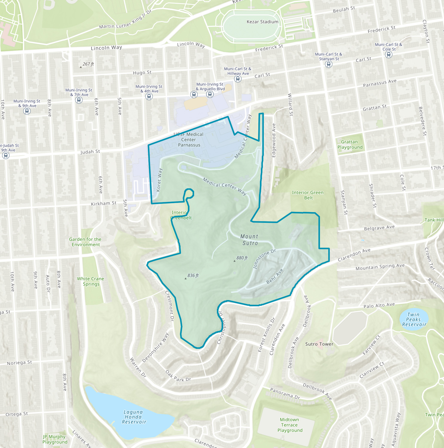 UCSF Parnassus Heights map, image via San Francisco Planning Department