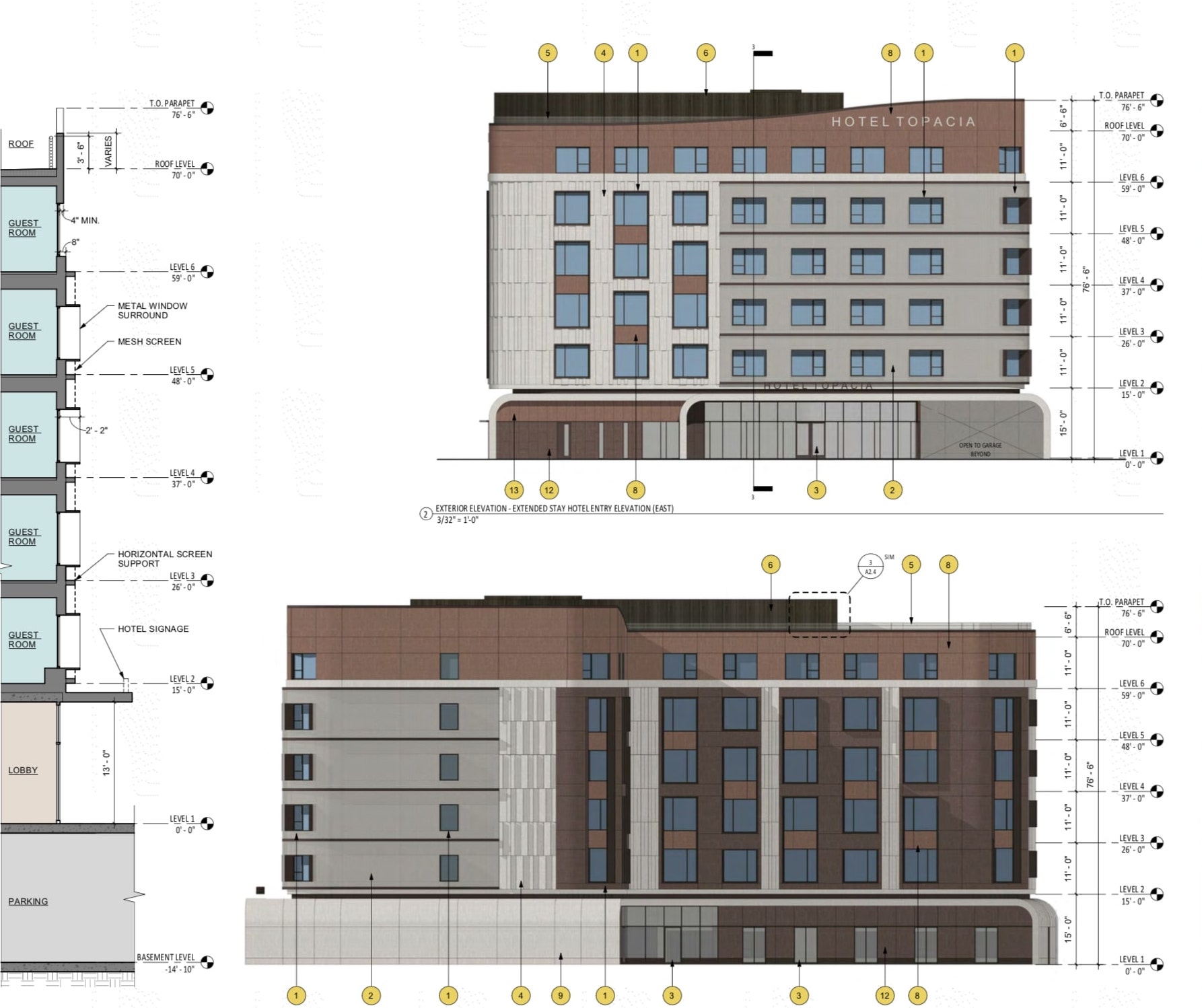247-295 Commercial Street, Hotel Elevations