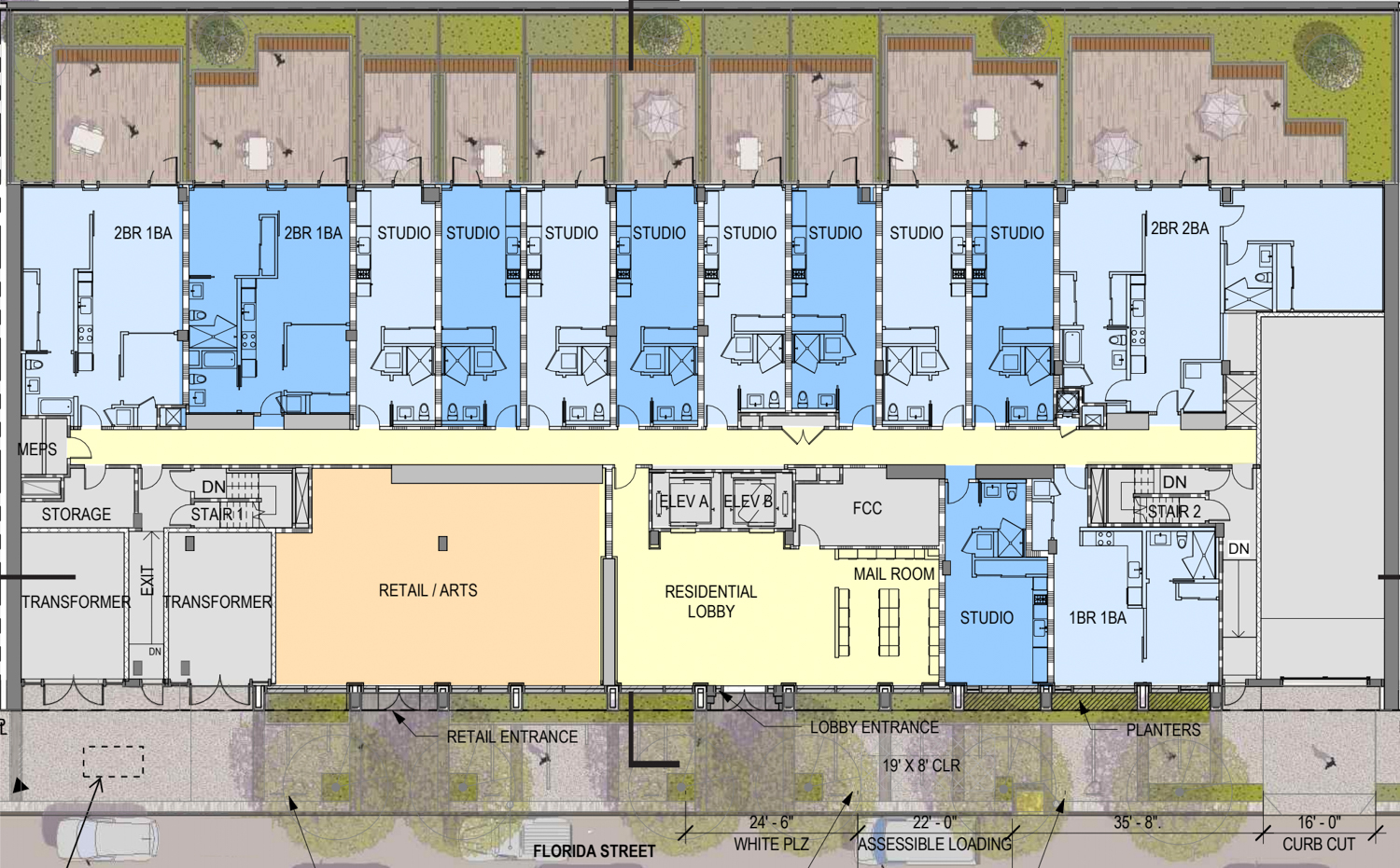321 Florida Street ground-floor plan, illustration by Handel Architects