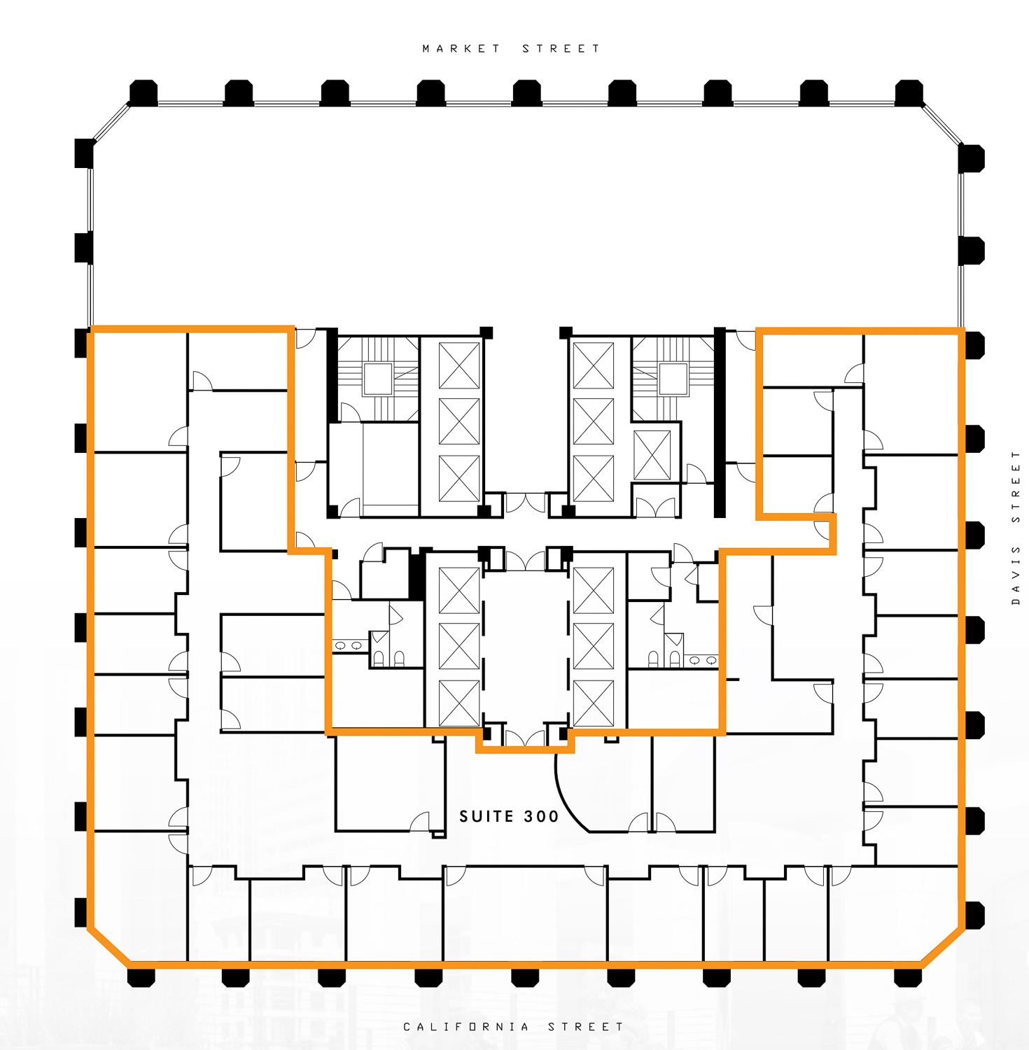 One California Street suite 300 floor plan spanning 10,370 square feet, image via CBRE