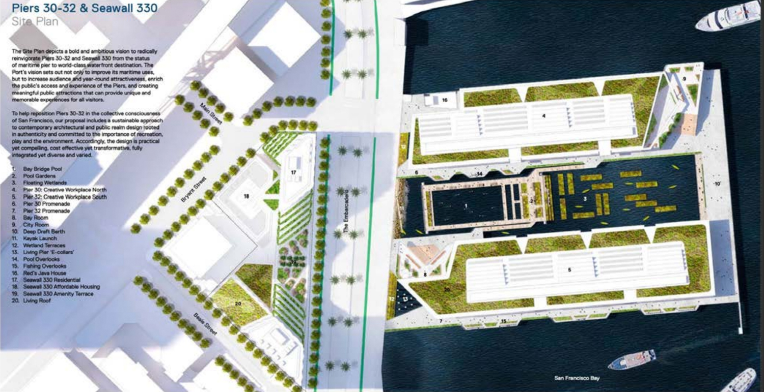 Pier 30-32 development plans, map by Strada and Trammell Crow