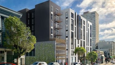 1567 California Street view along California Street from the east, rendering by David Baker Architects