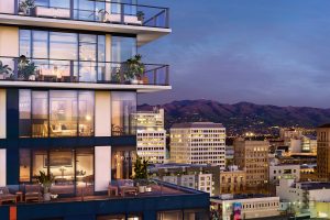 188 West Saint James condominium detailed view of the site balconies, rendering courtesy C2K Architects