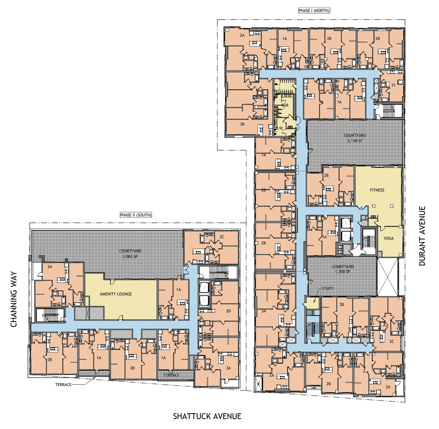 2352 Shattuck Avenue amenity level floor plan, illustration by Niles Bolton Associates