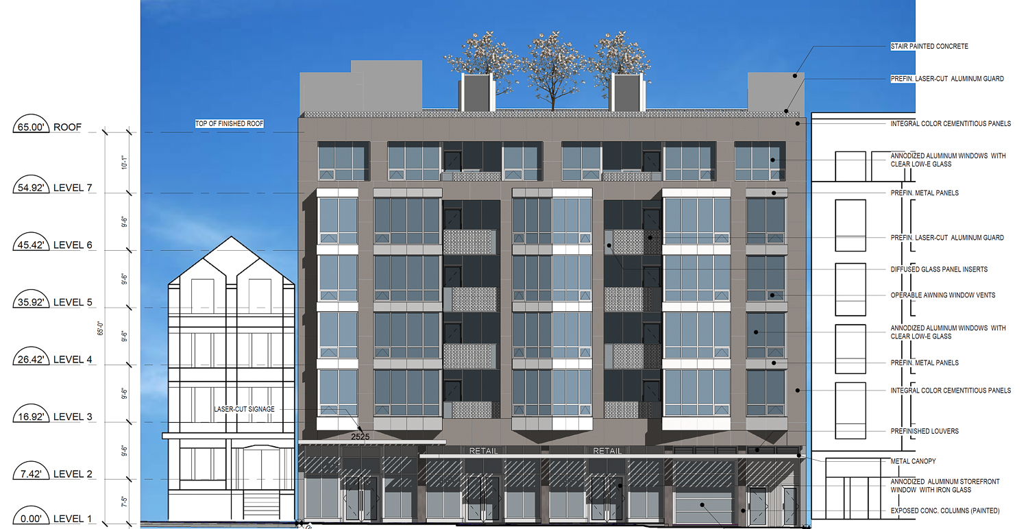 2525 Van Ness Avenue vertical elevation, design by Studio N