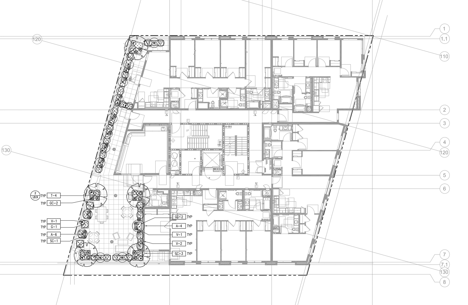 2556 Telegraph Avenue floor plan for fifth level, rendering by PYATOK