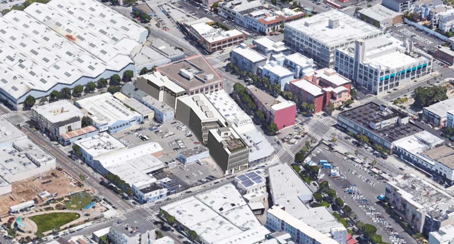 2741 16th Street aerial view, rendering by Perkins & Will