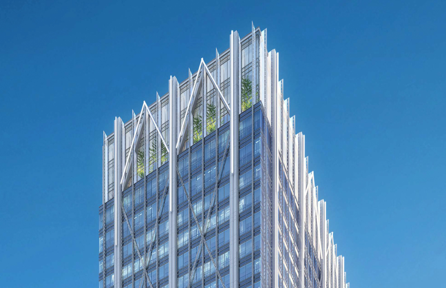 415 20th Street crown and observation deck at night, rendering from Hines