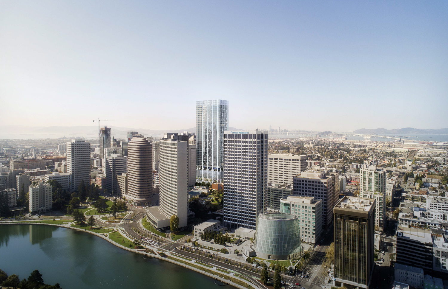 415 20th Street in the Oakland downtown skyline, rendering from Hines