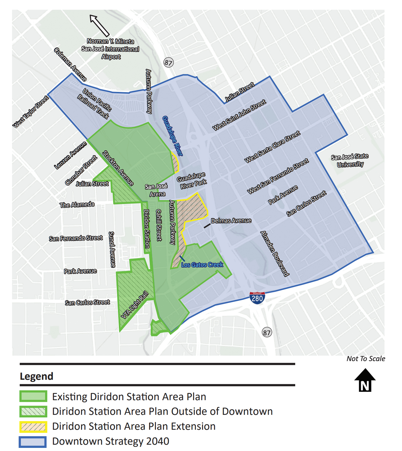 Diridon Station Plan Amendment map, illustration from ESRI