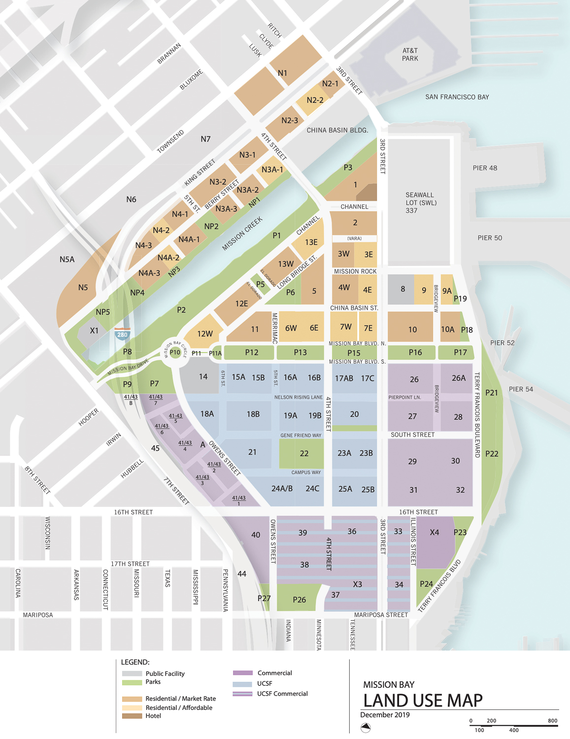 Mission Bay land use map, image from the City and County of San Francisco