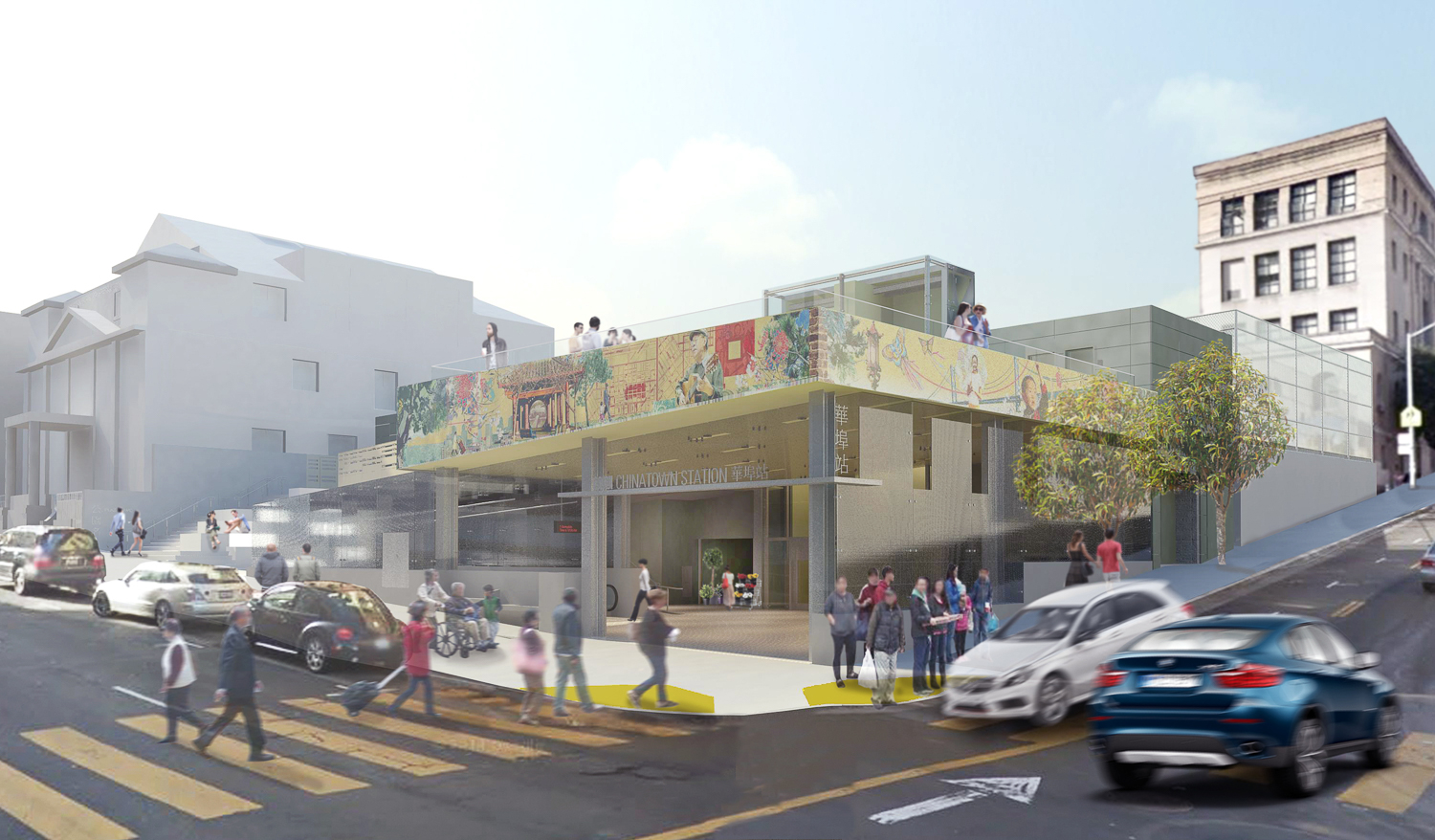 SFMTA Central Subway Chinatown entrance, rendering courtesy Kwan Henmi