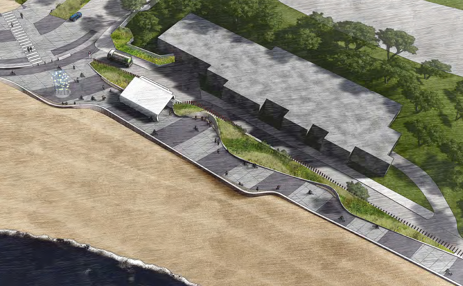 Sloat Plaza along South Ocean Beach, illustration from MFLA