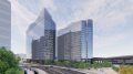Woz Way Tower looking southeast from Woz Way, rendering by C2K Architecture