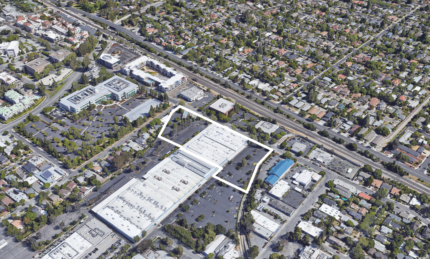 200 Portage Avenue development land, image via Google Satellite with outline estimate by SFYIMBY