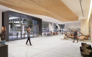 45 Fremont Street lobby, rendering via Shorenstein