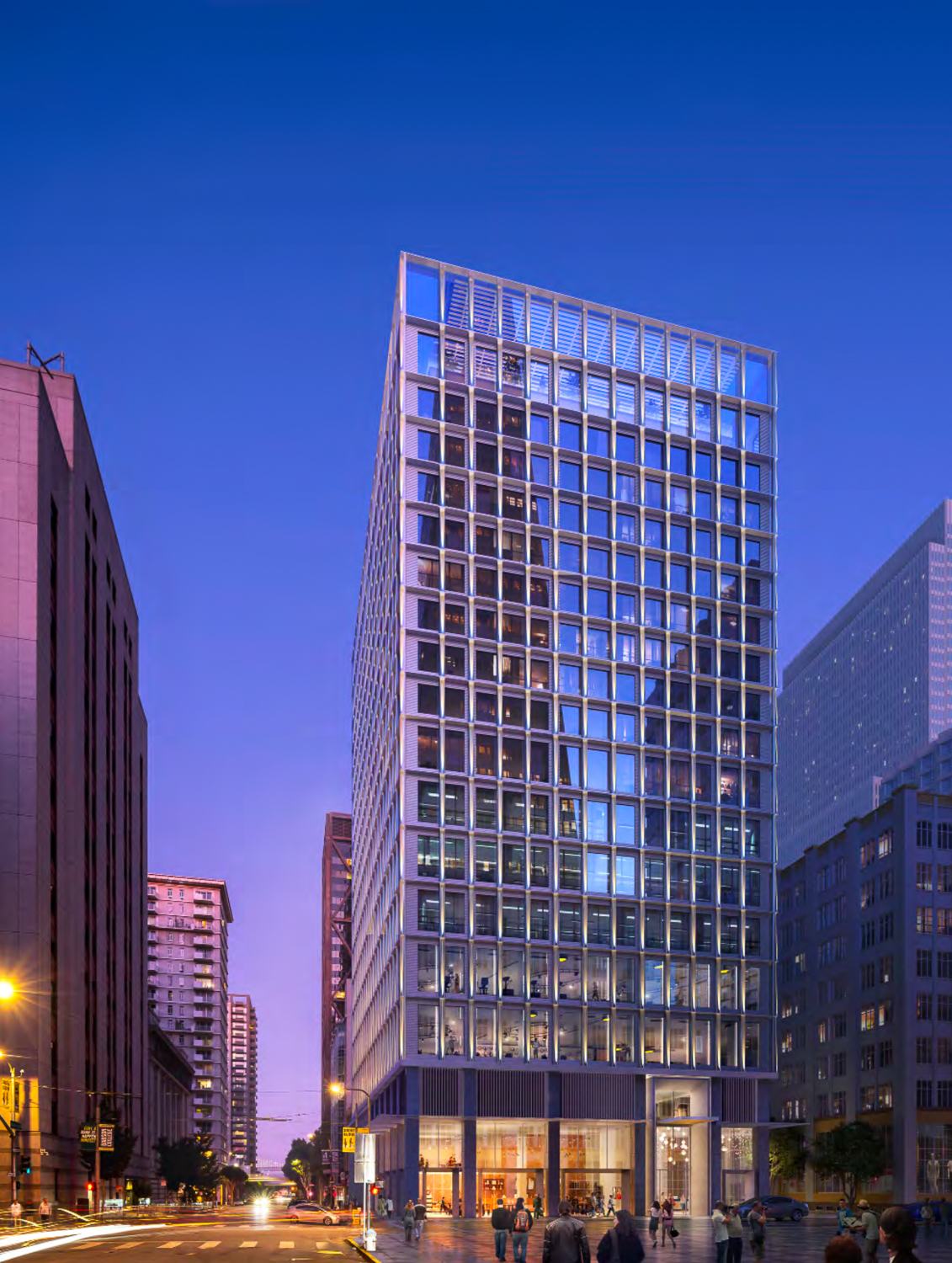530 Sansome Street evening view, rendering by SOM