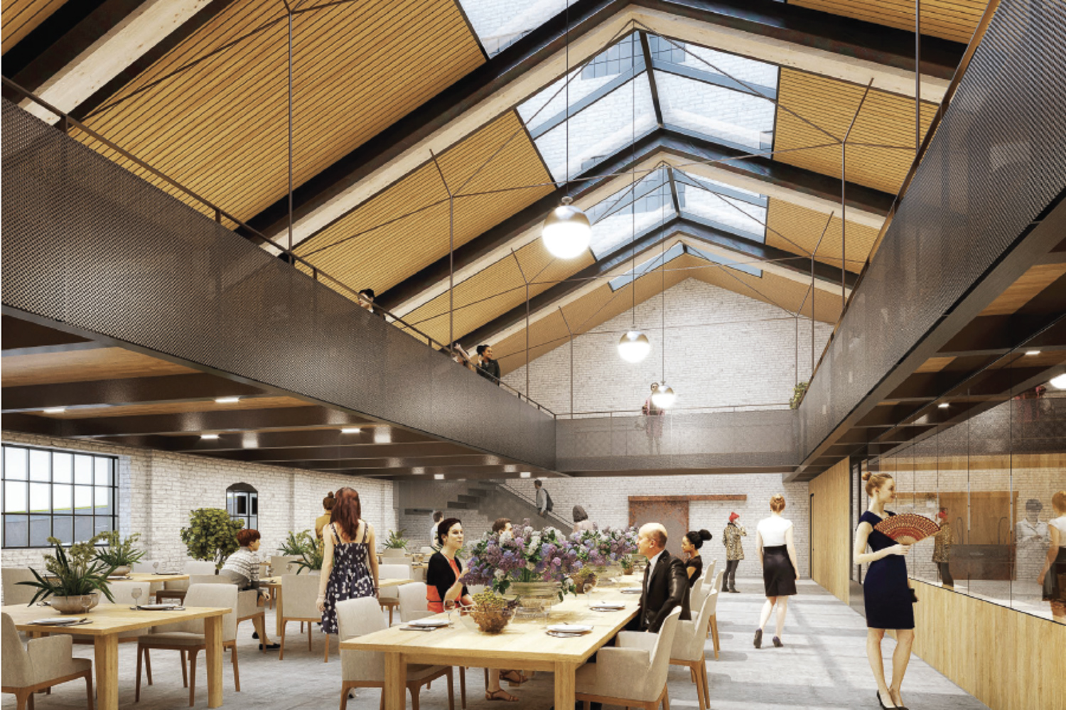 Maclac Building dining room, rendering via Comstock Realty Partners