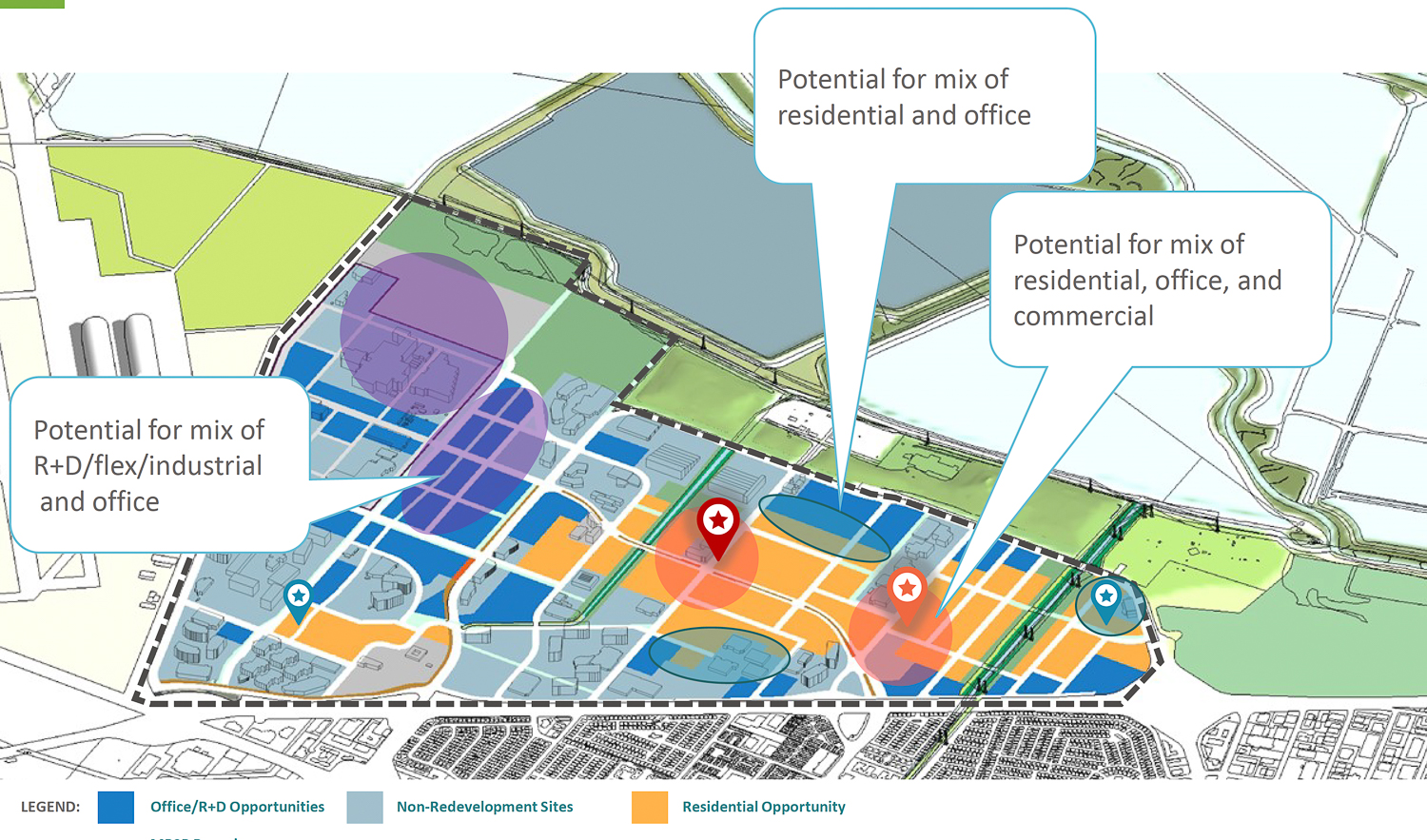 Moffett Park potential locations for new office and residential buildings