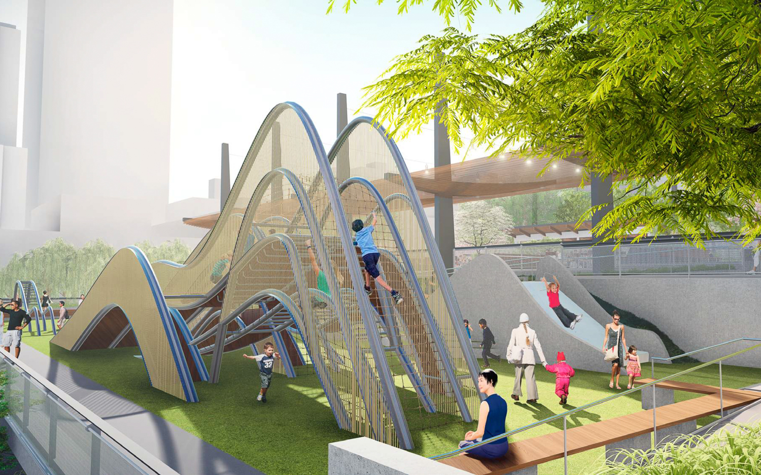 Portsmouth Square playground and adult fitness, design by SWA and MEI