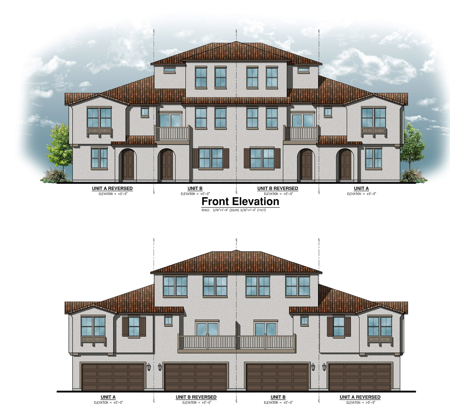 Spanish Elevation front (top) and (rear) view, design by BSB Design