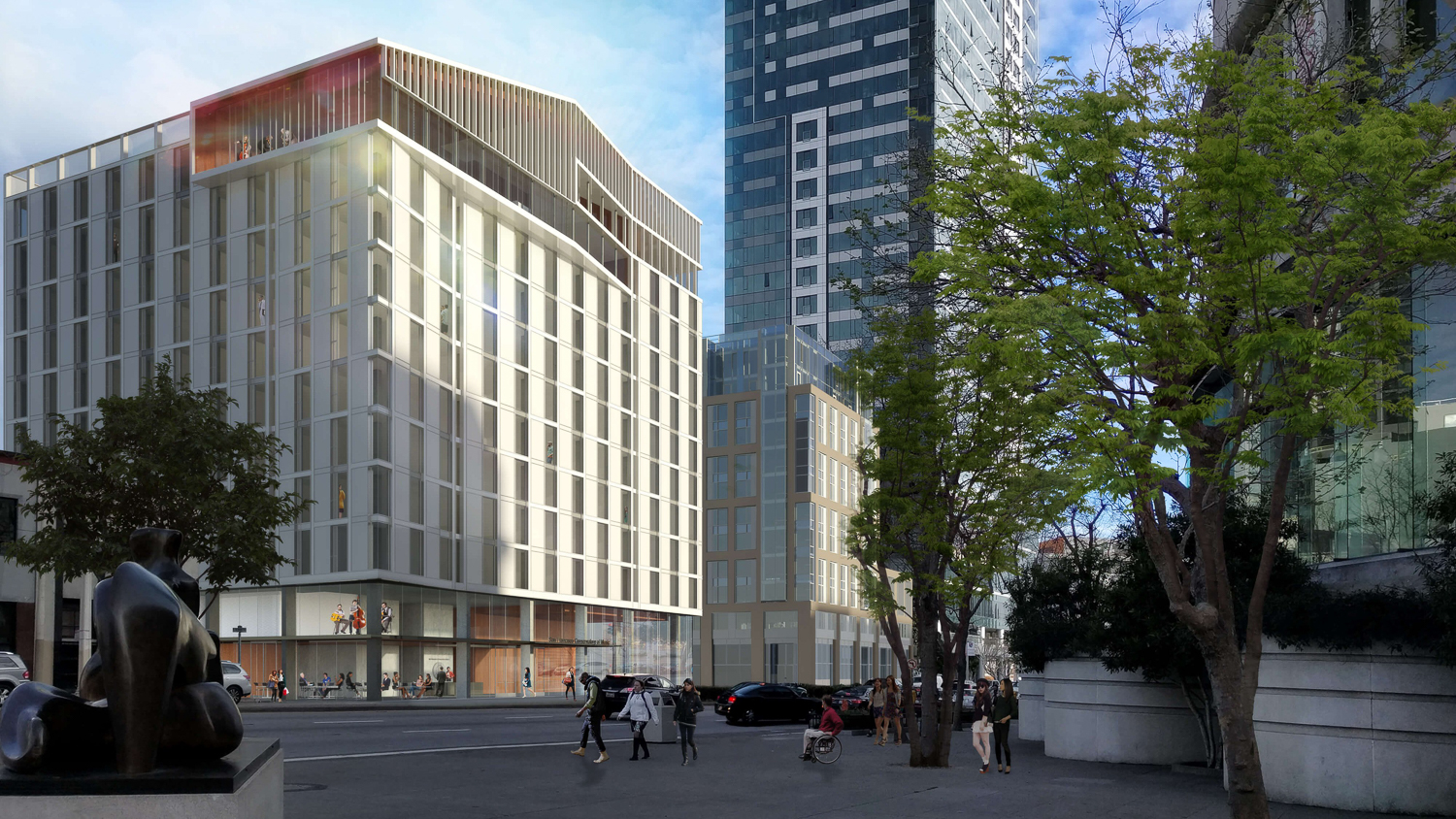 The Bowes Center at 200 Van Ness Avenue main view, rendering by Mark Cavagnero Associates