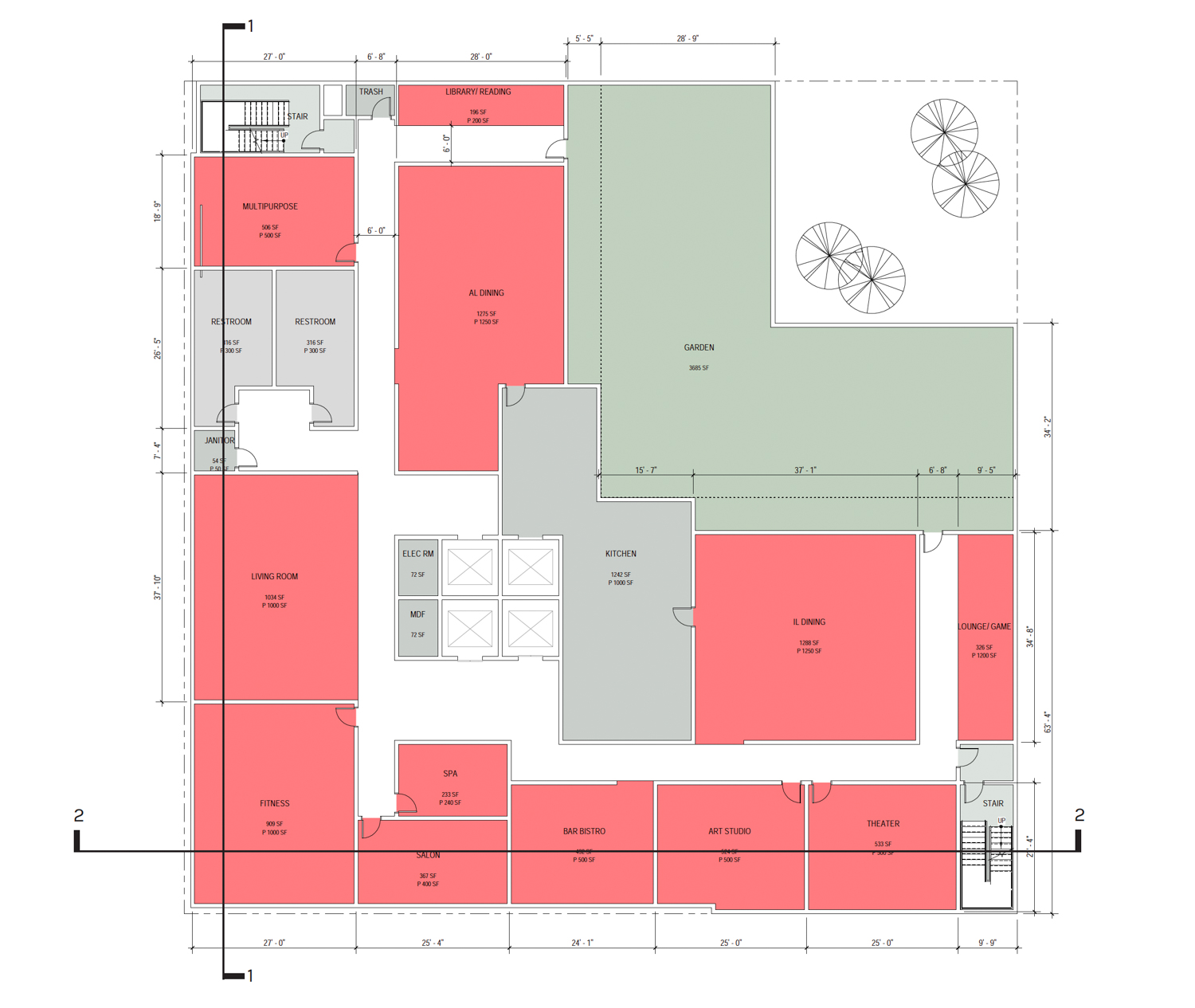 1270 Bush Street second level floor plan, drawing by SmithGroup
