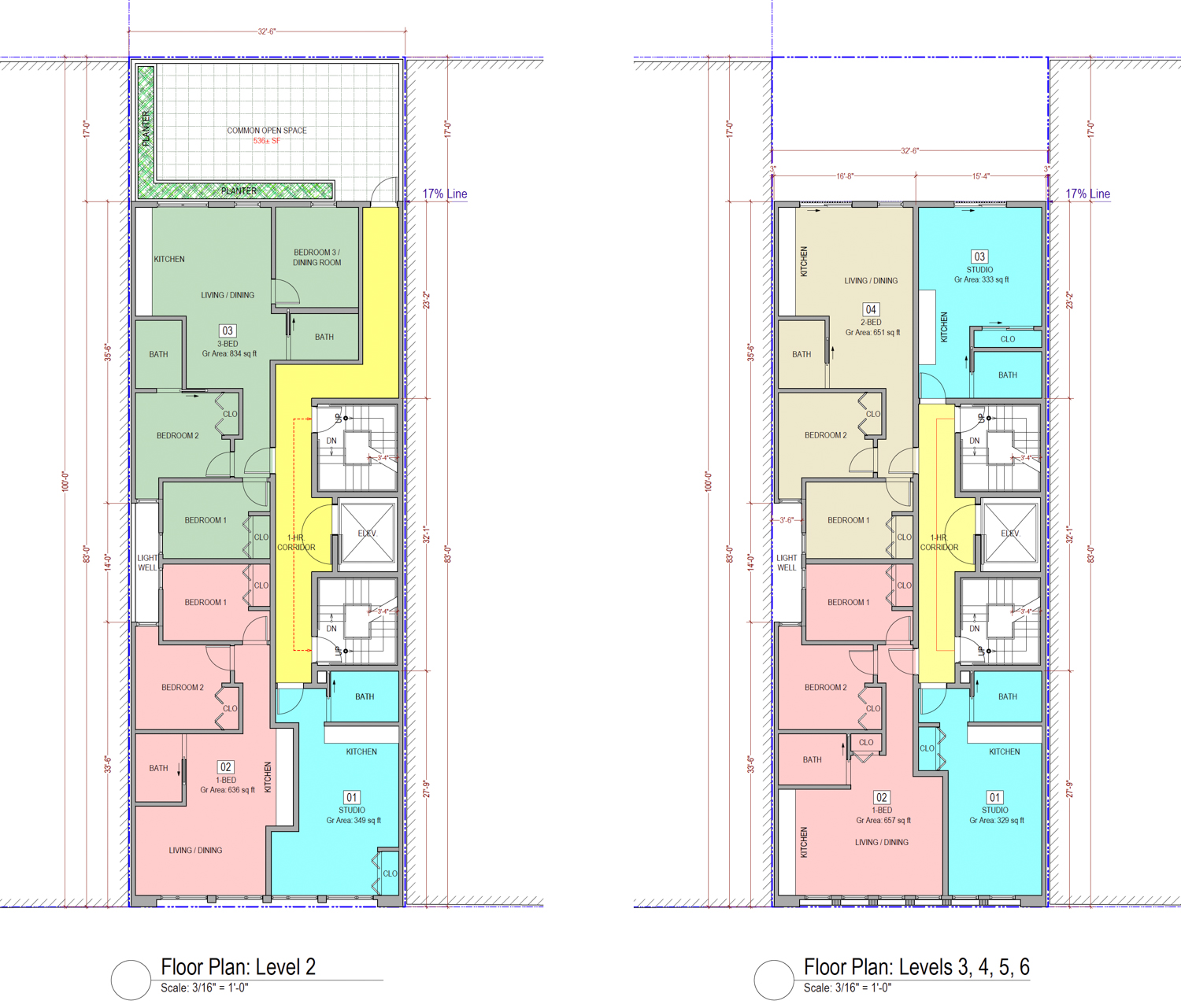 244 9th Street residential-level floor plans, illustration by SIA Consulting
