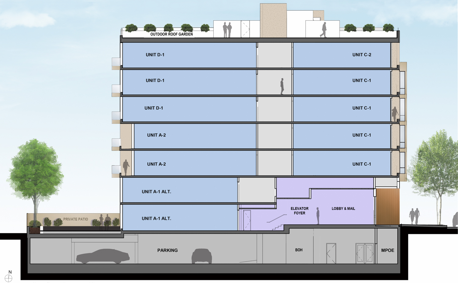 2525 Van Ness Avenue vertical cross-section, image via Handel Architects