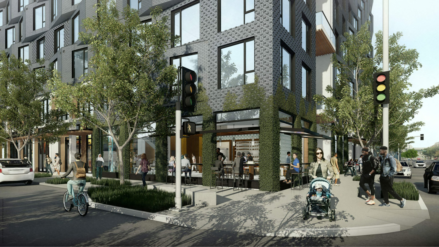 300 De Haro Street retail corner, rendering by BAR Architects