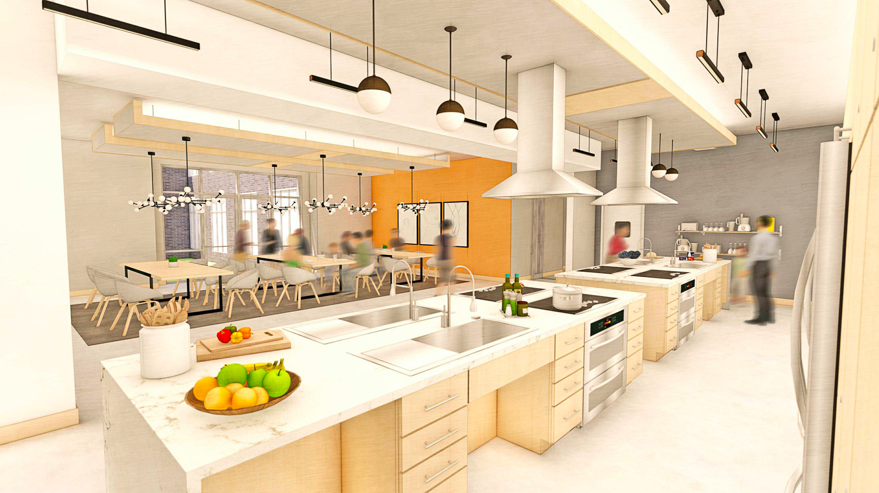 401 South Van Ness Avenue shared kitchen concept, illustration by Prime Design