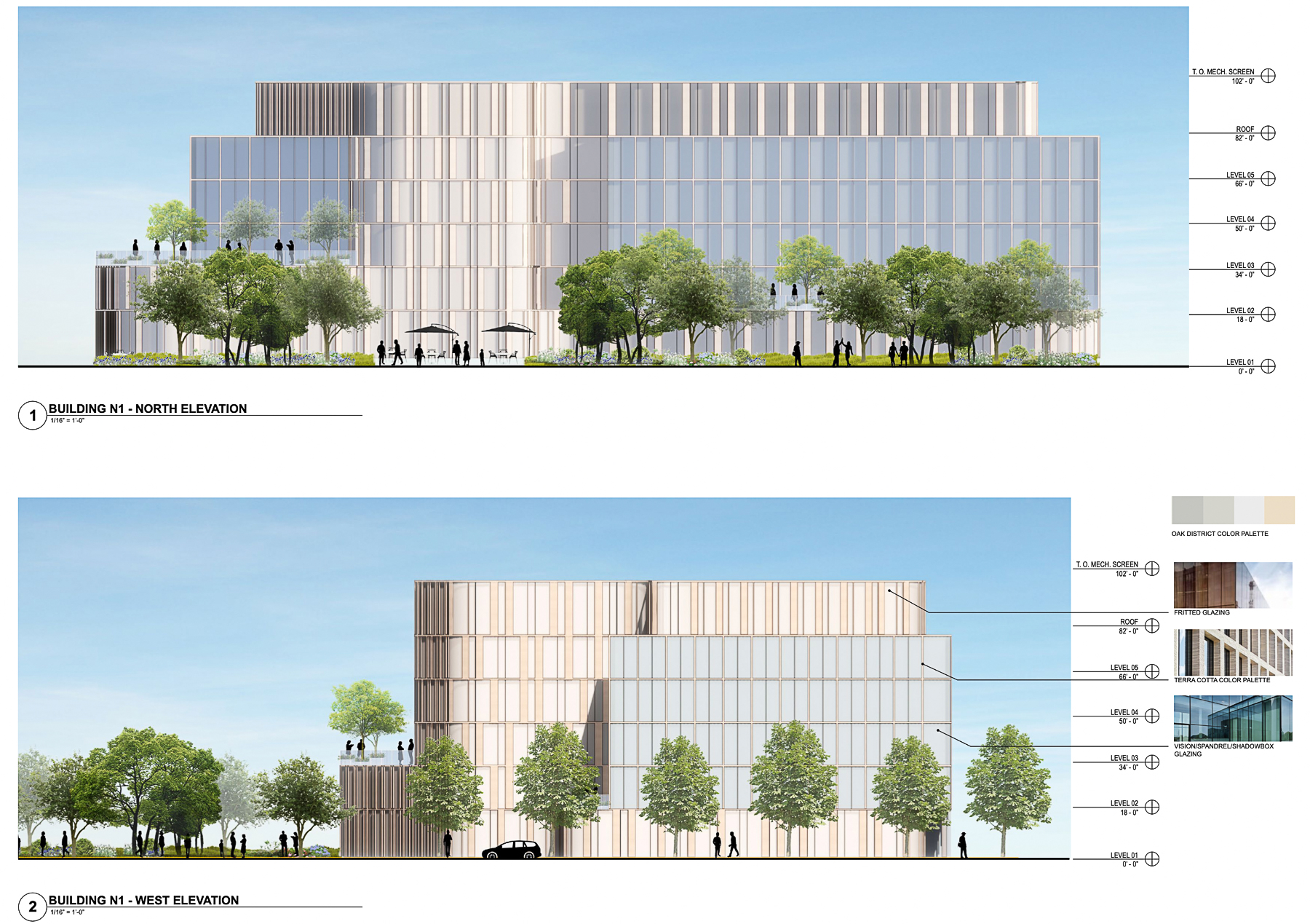 Bayshore Tech Park vertical elevation of office building, design by HOK and rendering by TMRW