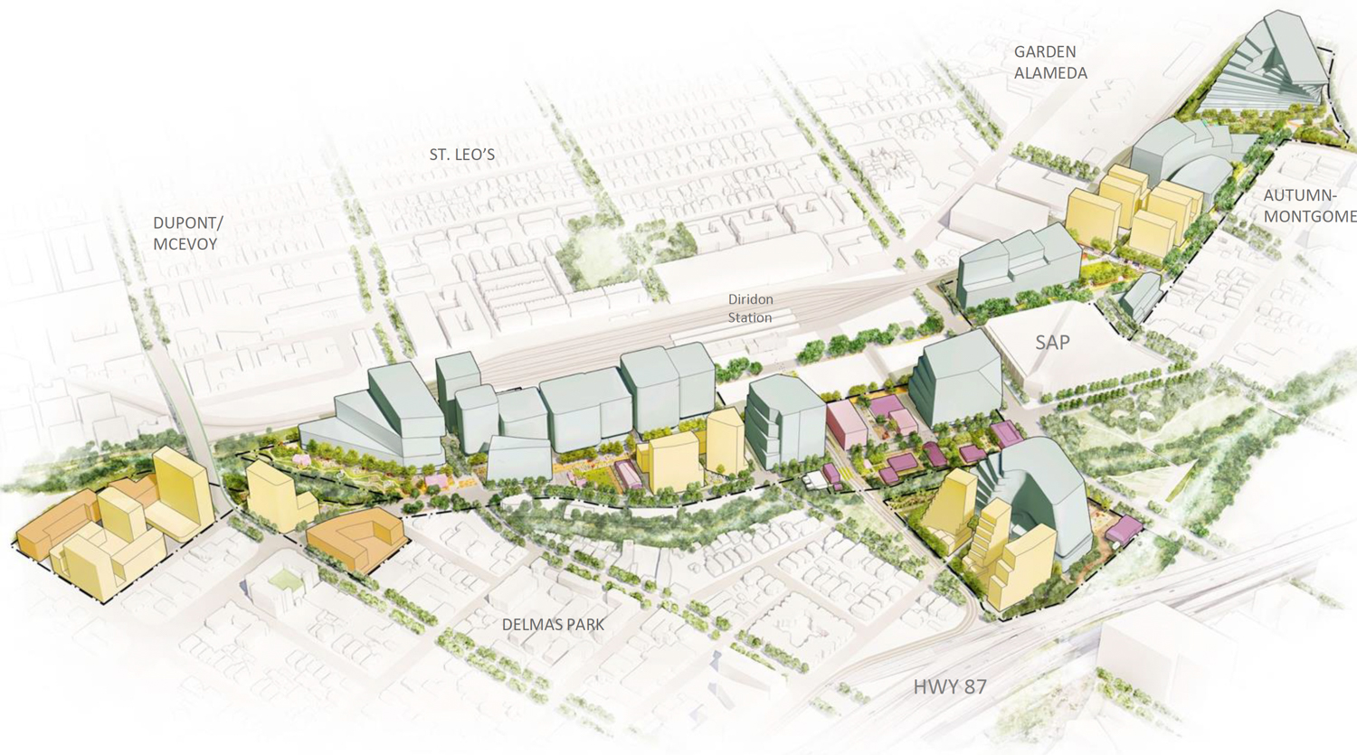 Downtown West master plan view, image via planning presentation