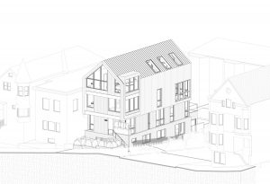 1099 Dolores Street axon looking northeast, illustration by Winder Gibson Architects