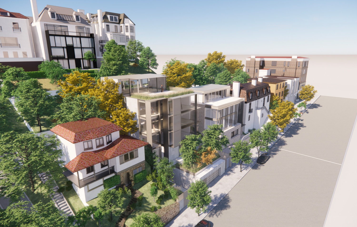 2915 Vallejo Street aerial view, rendering by Dumican Mosey Architects